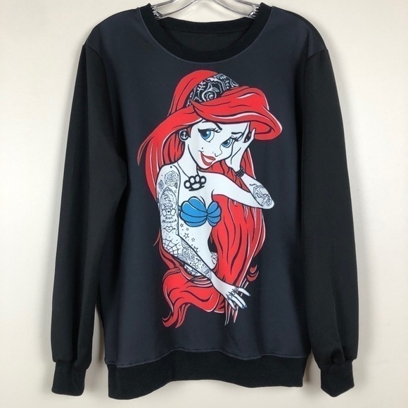 Tops - The Little Mermaid Rebel Ariel black sweatshirt made in Australia